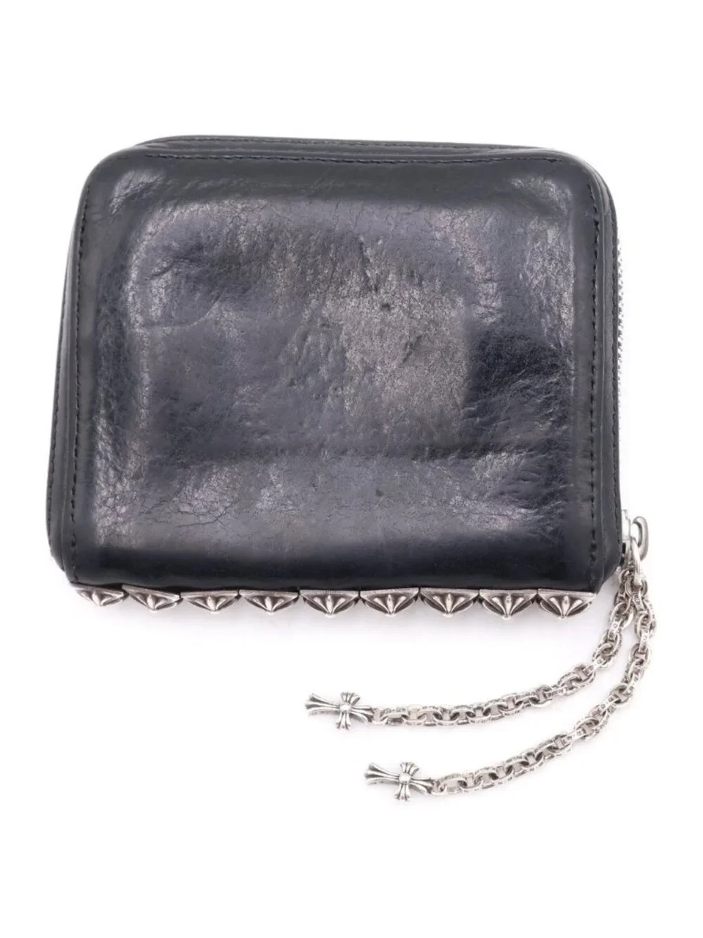 Chrome Hearts 3 Side Zip Studs Leather Wallet Black